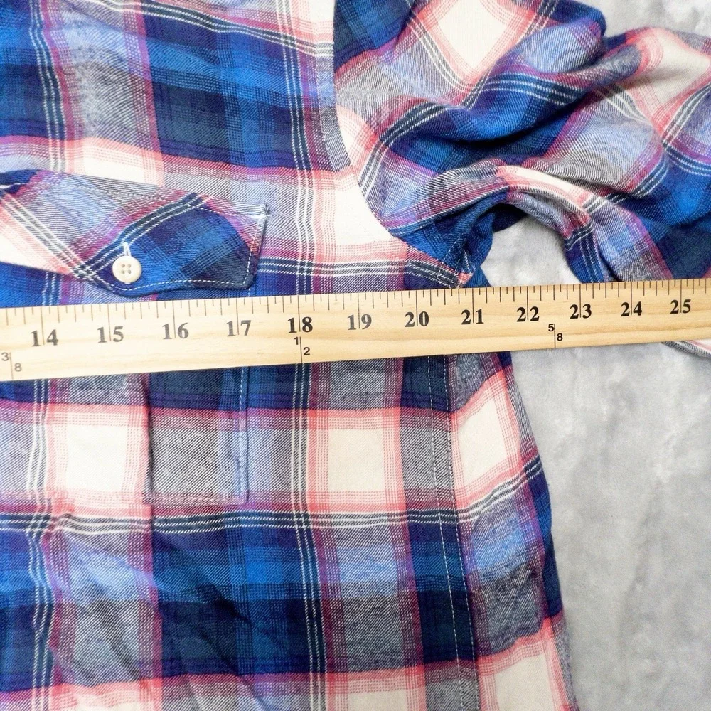 Gap + Pendleton Shirt Womens Small Blue Pink Plaid Flannel Button Up Top